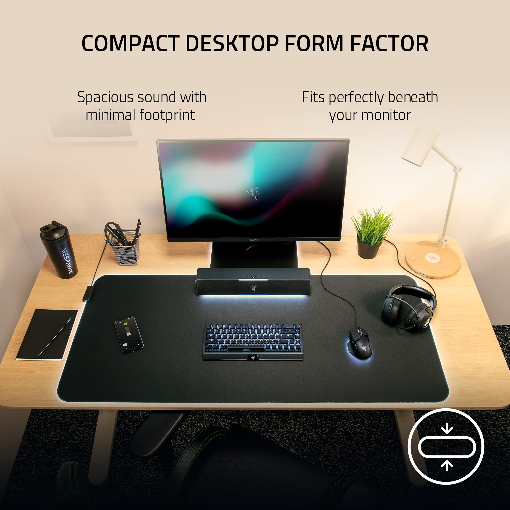 Razer Leviathan V2 X PC Soundbar - Compact Chroma RGB Design, Bluetooth 5.0, Wireless Control Pod, Advanced Audio Control for Nommo V2 & Leviathan V2 Speakers - Perfect for Gaming, Movies, and Home Office Setup