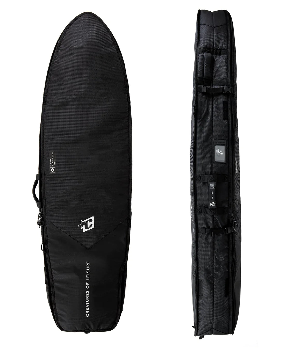 Creatures of Leisure Fish Triple DT2.0 Surfboard Bag - Premium Protection for 3 Surfboards, Travel & Storage - Black | Perfect for Surf Trips, Beach Days & Board Storage