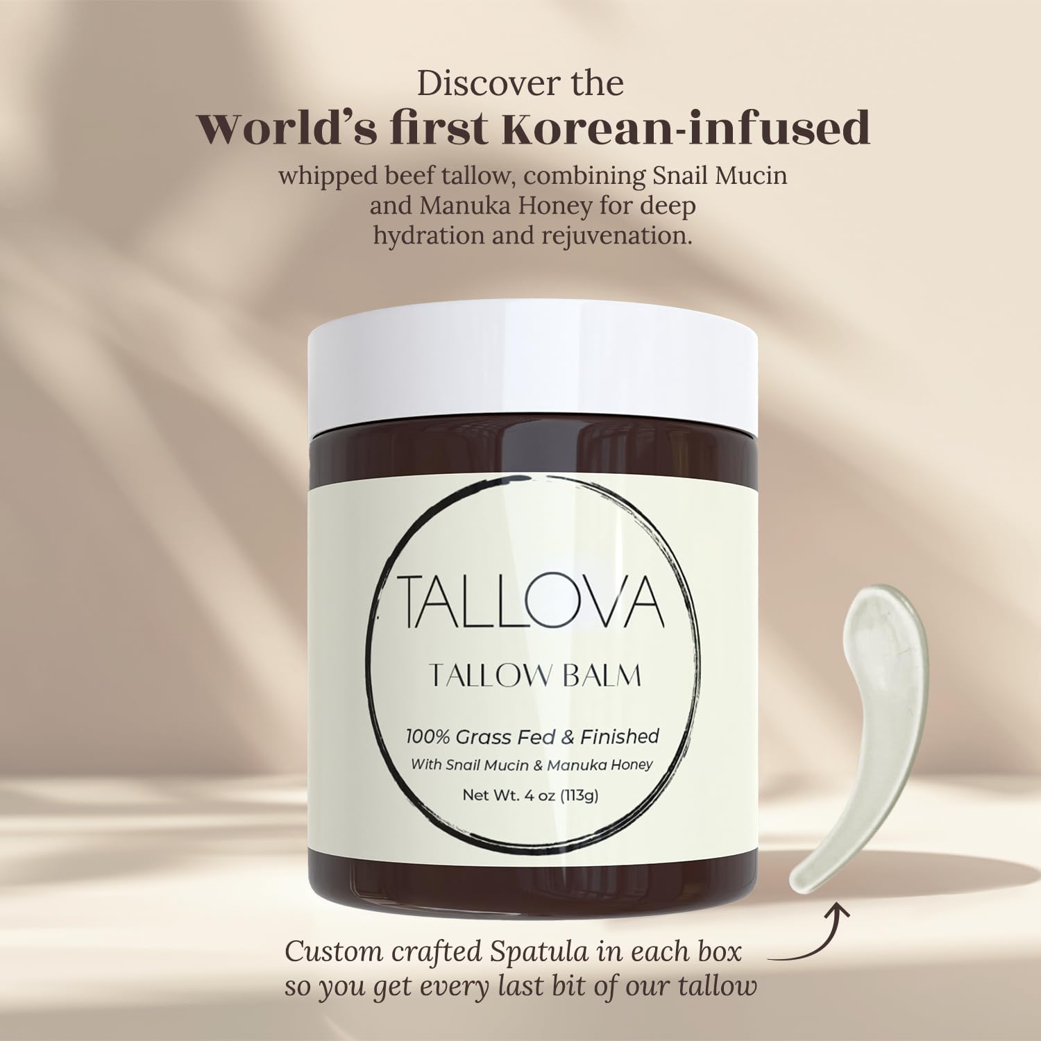Organic Hydrating Tallow Balm for Skin Care - 4oz Unscented Moisturizer with Snail Mucin & Manuka Oil | Eczema Relief for Men & Women | Perfect for Dry Skin, Face & Body Hydration