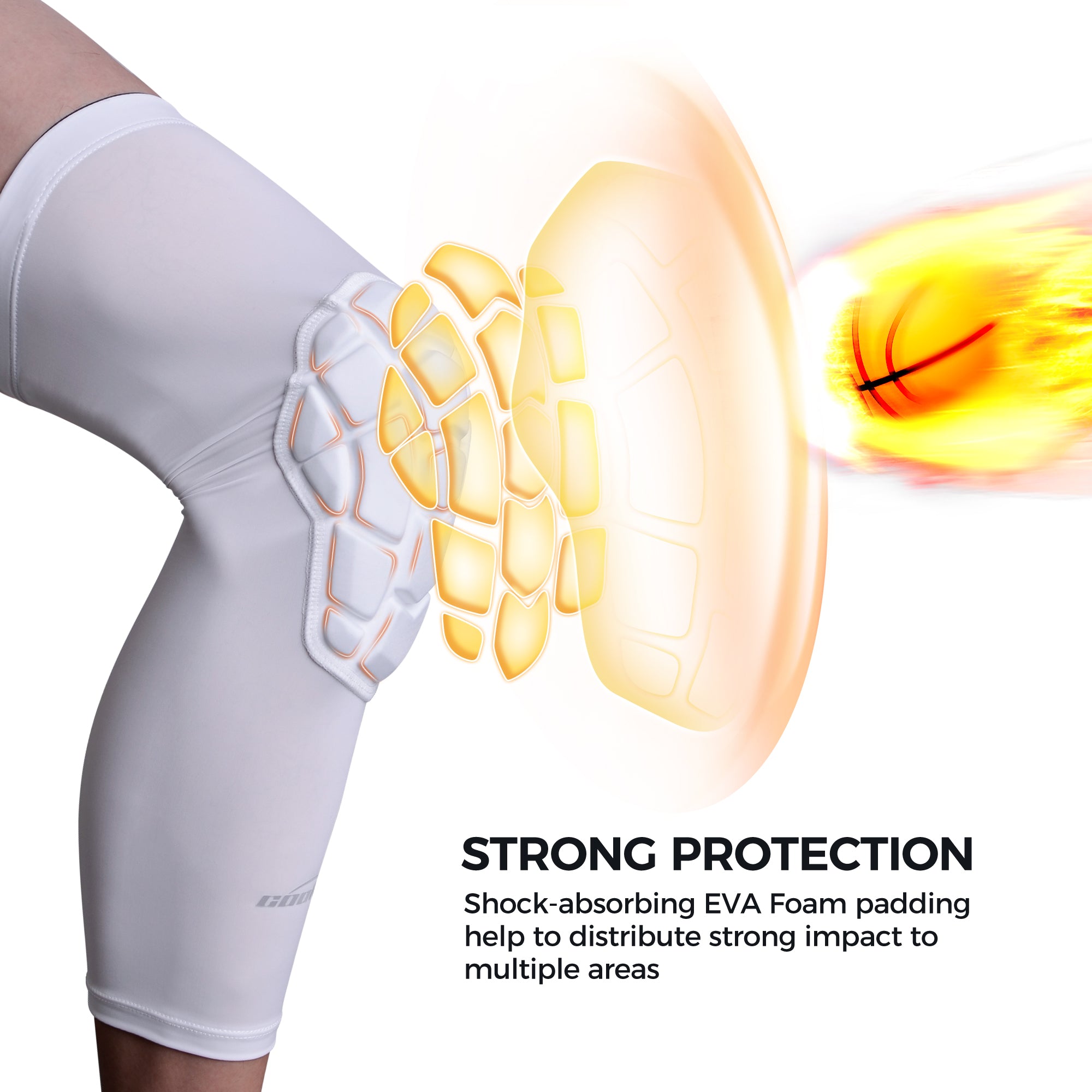 COOLOMG Knee Pads - Protective Knee Compression Sleeves for Basketball, Wrestling, Football & Volleyball - Youth & Adult Sizes (Black/White) - Ideal for Sports Training, Gym Workouts & Injury Prevention