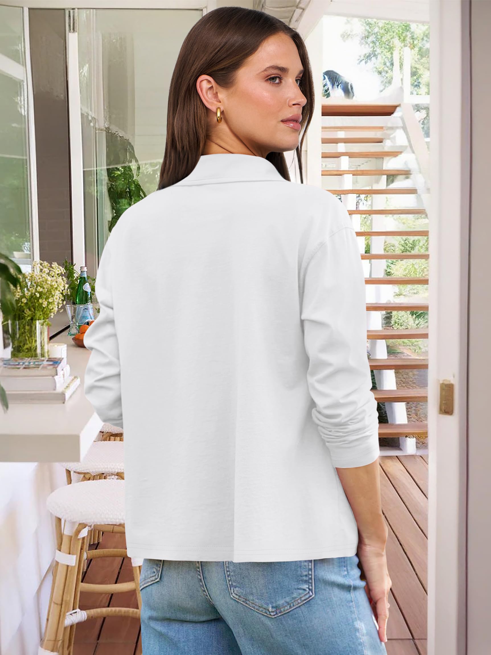 ANRABESS Women's Long Sleeve Polo Shirt - Casual V-Neck Collared Blouse, Loose Fit Work Top for Spring & Summer | Office Wear, Business Casual, Weekend Outfits