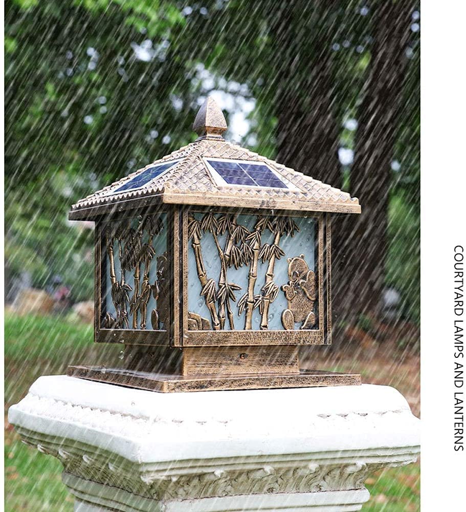Solar Powered Outdoor Column Head Lamp - Waterproof Garden Light for Lawn, Backyard, Gate Post & Wall - Decorative Lighting for Garden, Villa & Household Use