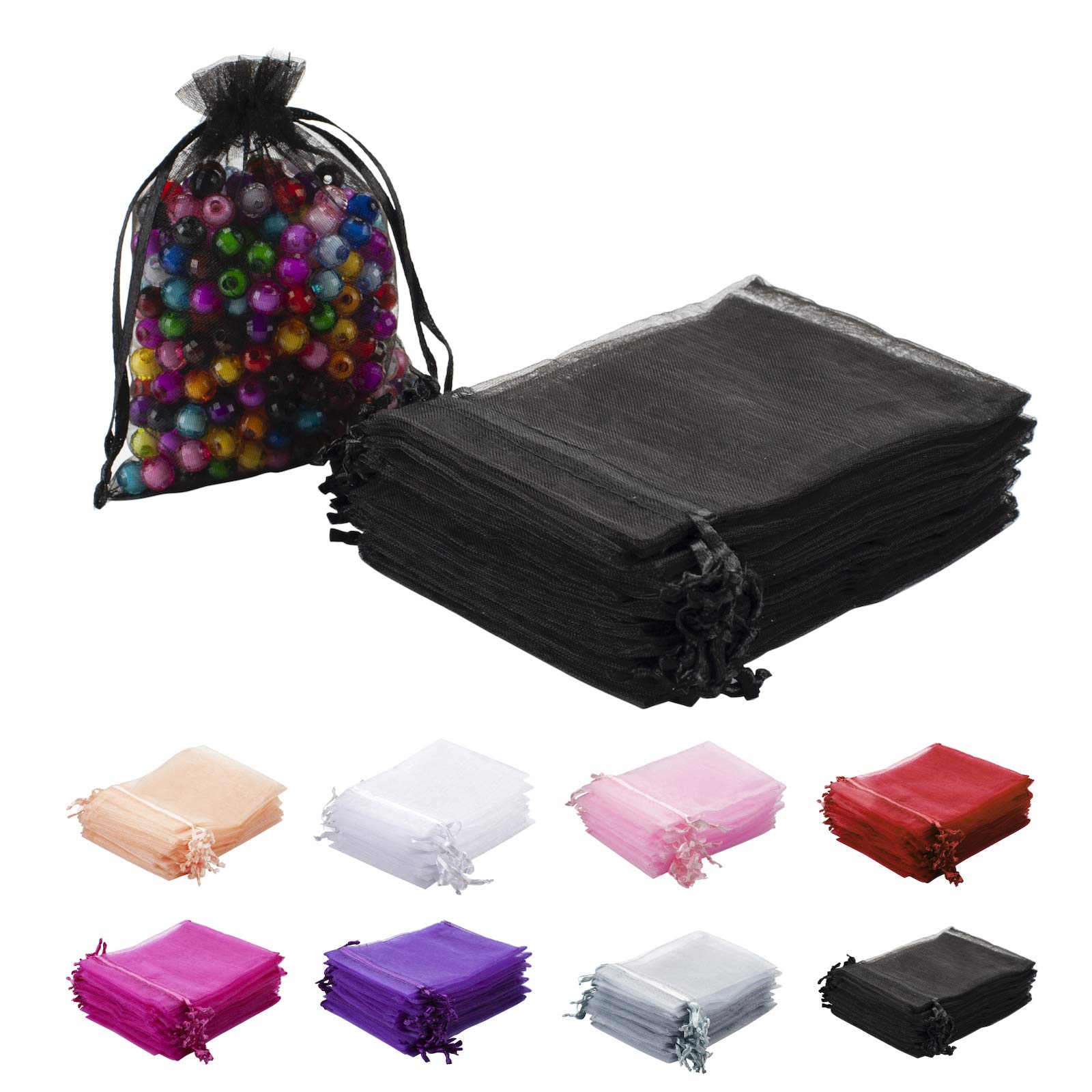 100-Pack 4x6 Inch Black Organza Gift Bags for Wedding Favors, Jewelry, Soaps & Makeup | Elegant Mesh Party Favor Pouches for Birthdays, Bridal Showers & Holidays | Perfect for DIY Crafts, Gift Wrapping & Event Decorations