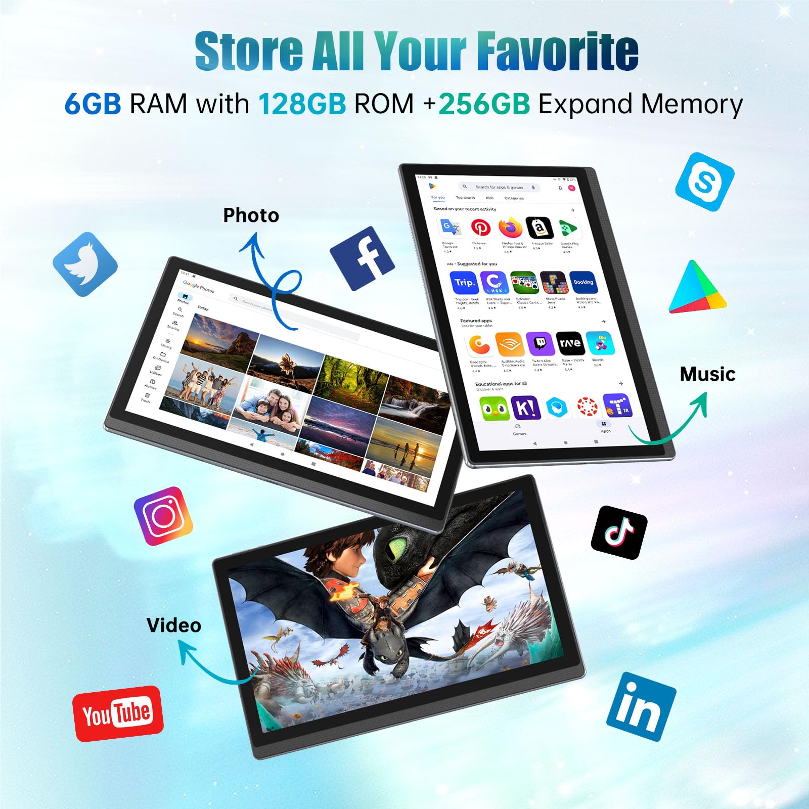 MESWAO MES-B1 14.1 Inch Android 13 Tablet with 1920x1080 IPS HD Display, 6GB RAM 128GB Storage (Expandable to 512GB), 10000mAh Battery - Powerful Tablet for Work, Study & Entertainment - Perfect for Office, Online Classes & Gaming