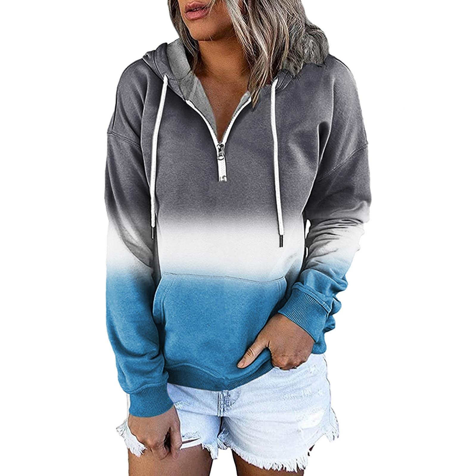 BAGELISE Women's Fall Long Sleeve Hoodie - Tie Dye Printed Zipper Pullover Sweatshirt | Casual Streetwear, Autumn Layering & Cozy Loungewear