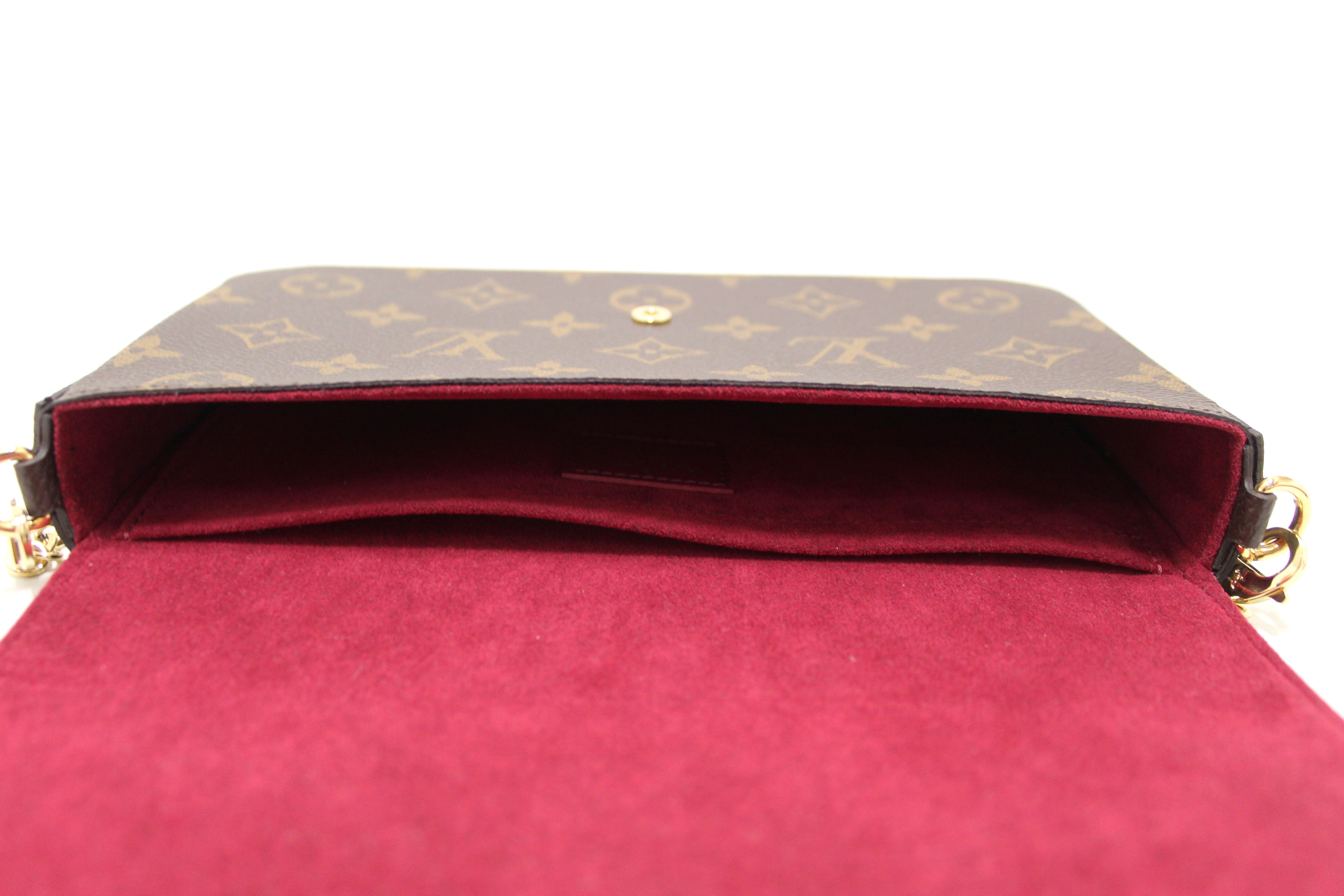 Authentic Louis Vuitton Monogram Felicie Pochette Crossbody Bag in Fuchsia Pink - Luxury Designer Handbag for Women, Perfect for Date Night, Parties & Everyday Use
