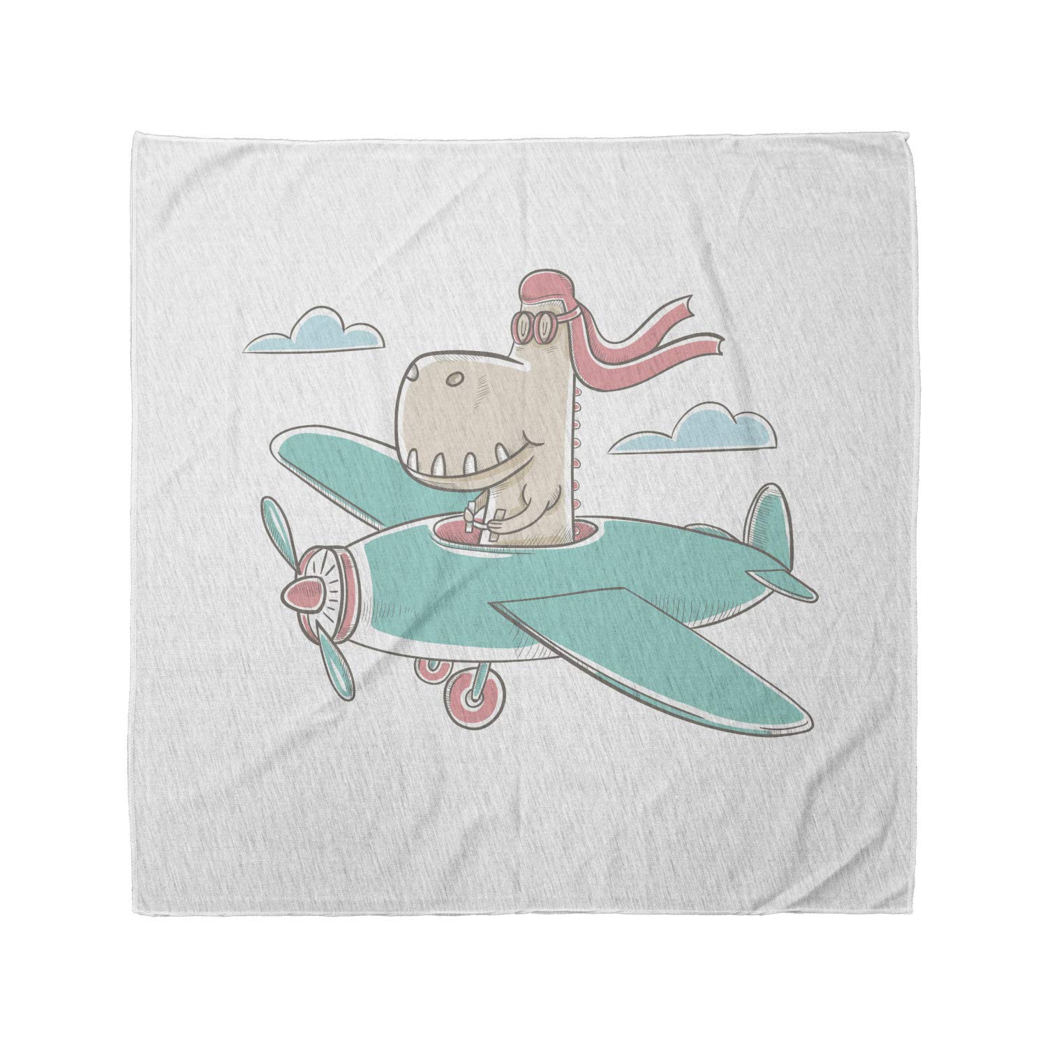Ambesonne Dinosaur Bandana - Dinosaur in Plane Print Unisex Headwear & Neck Scarf for Outdoor Activities, Travel, and Cosplay