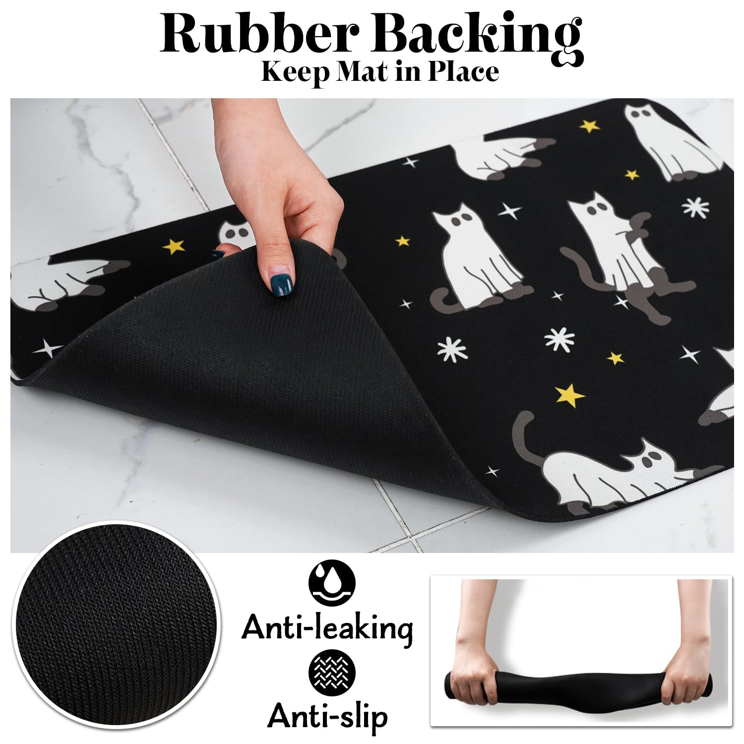 **Non-Slip Absorbent Dog Food Mat for Halloween - Quick Dry Pet Bowl Mat for Food & Water, Cat Feeding Mat - Perfect for Messy Eaters & Spill Protection**