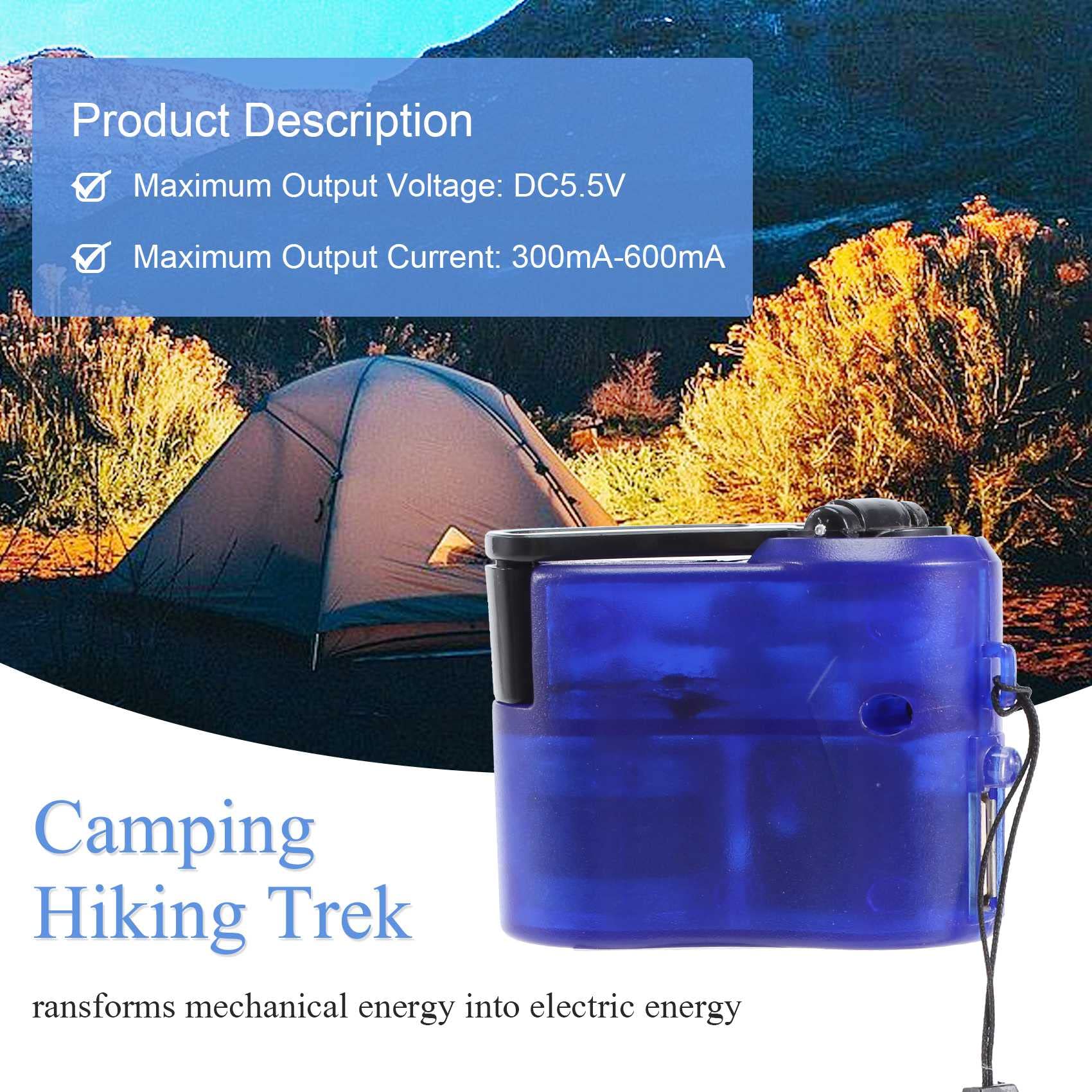 Piuryue USB Emergency Hand Crank Dynamo Charger - Universal Portable Power Bank for Phones, Camping, Hiking & Outdoor Survival Gear