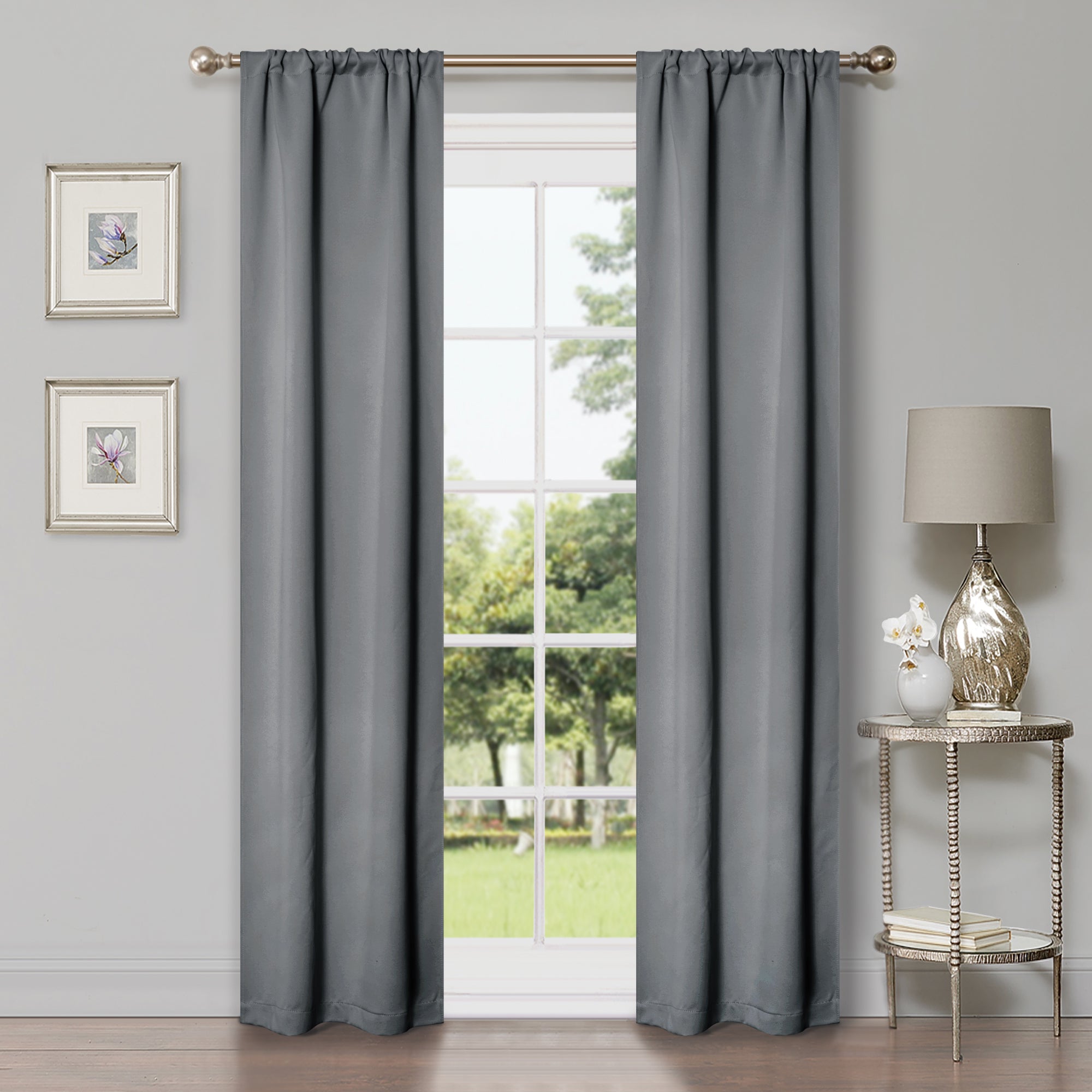 Blackout Curtains for Bedroom - Solid Classic Modern Rod Pocket Curtain Set, Thermal Insulated & Noise Reducing, Perfect for Home, Office, and Nursery (Black)