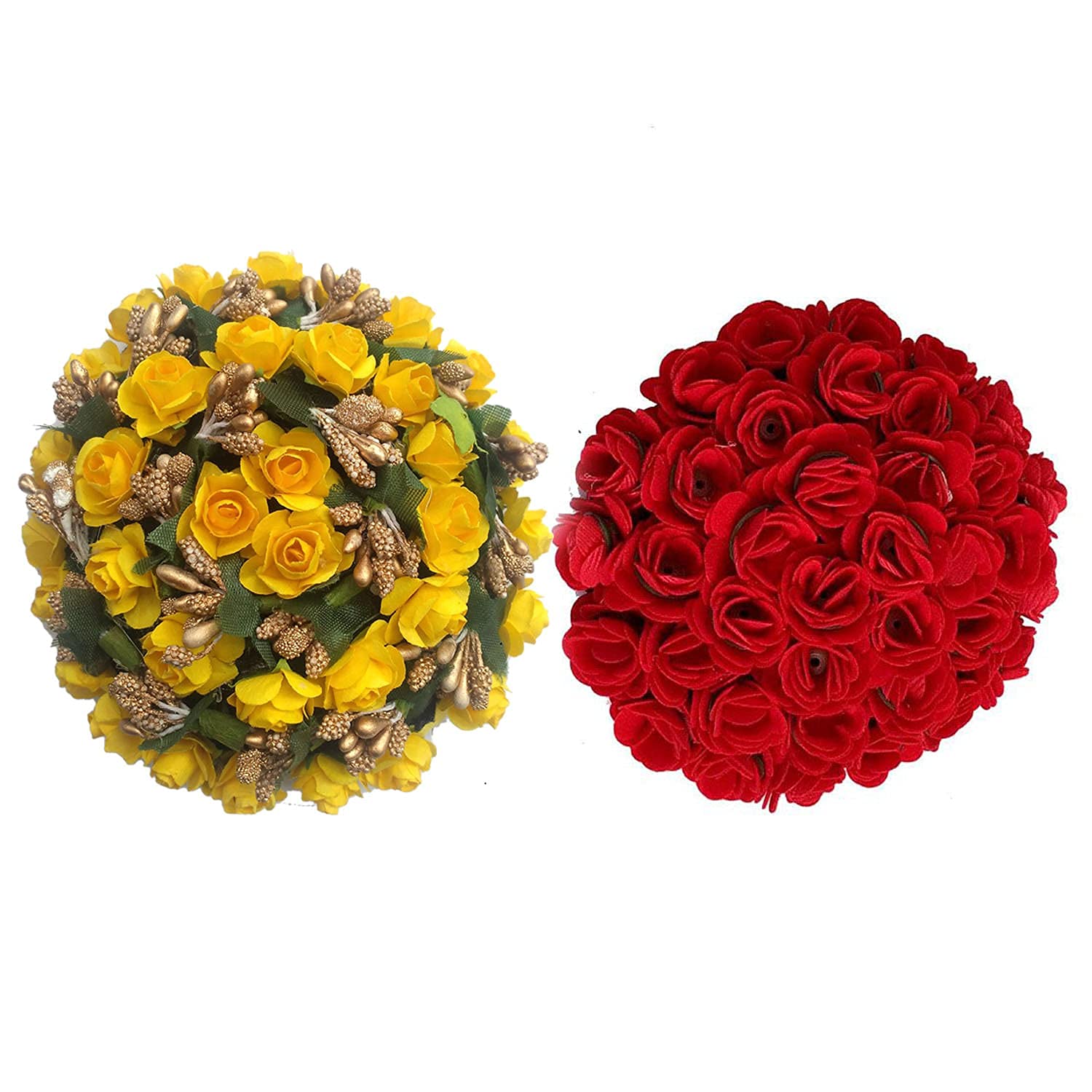 GadinFashion™ Artificial Flower Bun Hair Accessories for Women & Girls - 2 Pack Fake Gajra Hair Jewelry for Bridal, Party & Everyday Styling