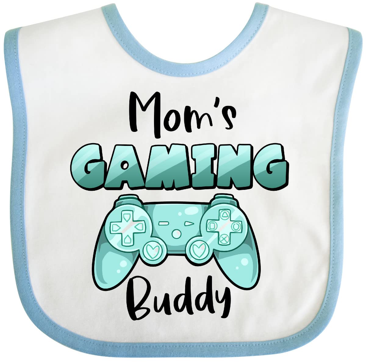 Inktastic Mom's Gaming Buddy - Aqua Controller Baby Bib for Infants & Toddlers | Soft Cotton Drool Bib for Feeding, Playtime & Gaming Parents | Cute Unisex Design for Boys & Girls
