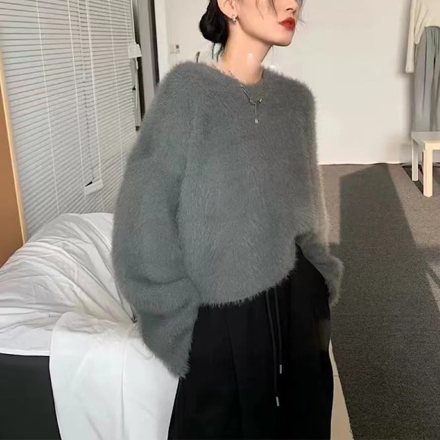 Cozy Retro Round Neck Loose Sweater for Women - Soft Winter & Autumn Knit Pullover 1742 | Perfect for Casual Outfits, Coffee Dates & Weekend Relaxation