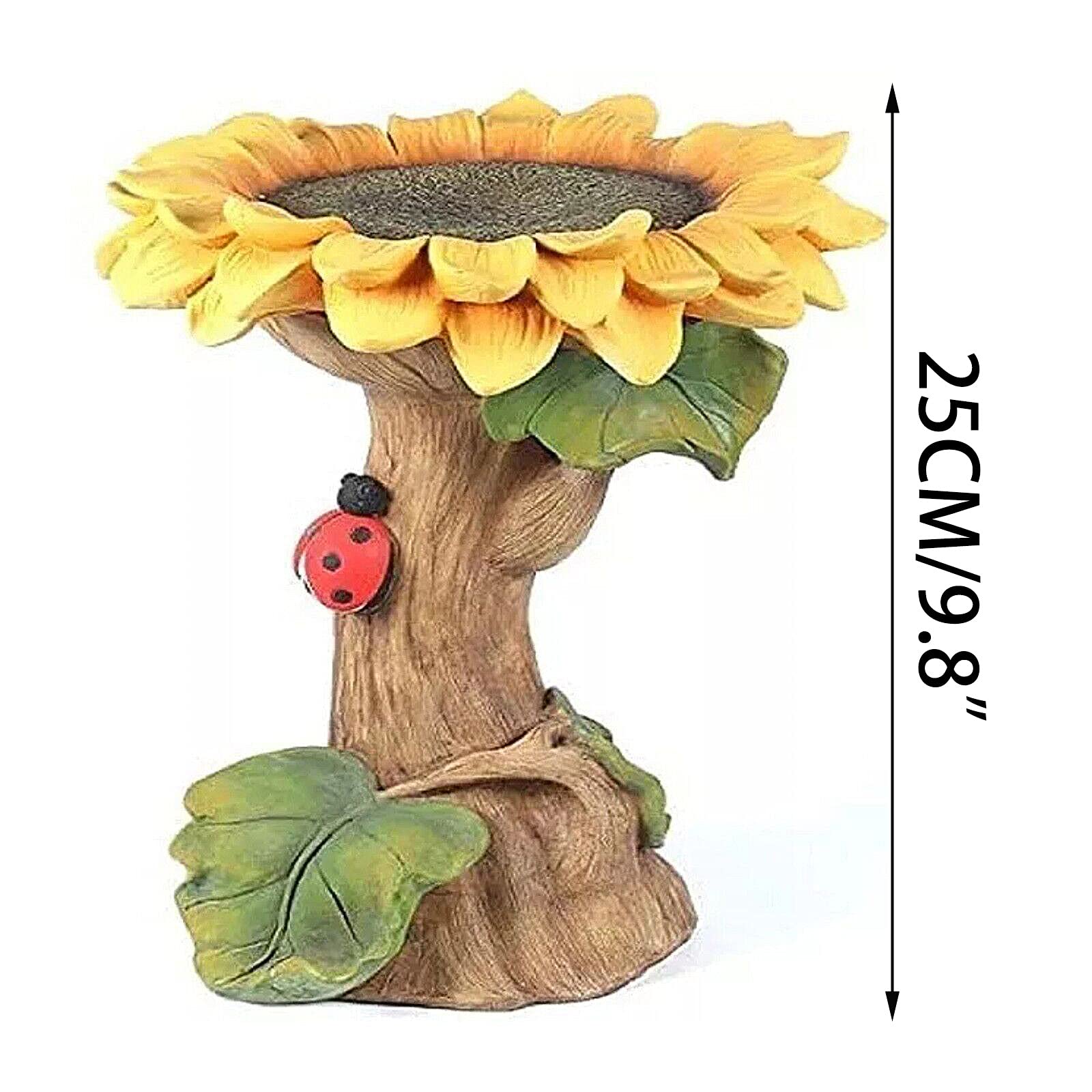 Sunflower Bird Bath for Outdoor Decor - Handmade Polyresin Pedestal Bird Feeder for Garden, Backyard & Home | Perfect Gift for Bird Lovers & Garden Decor