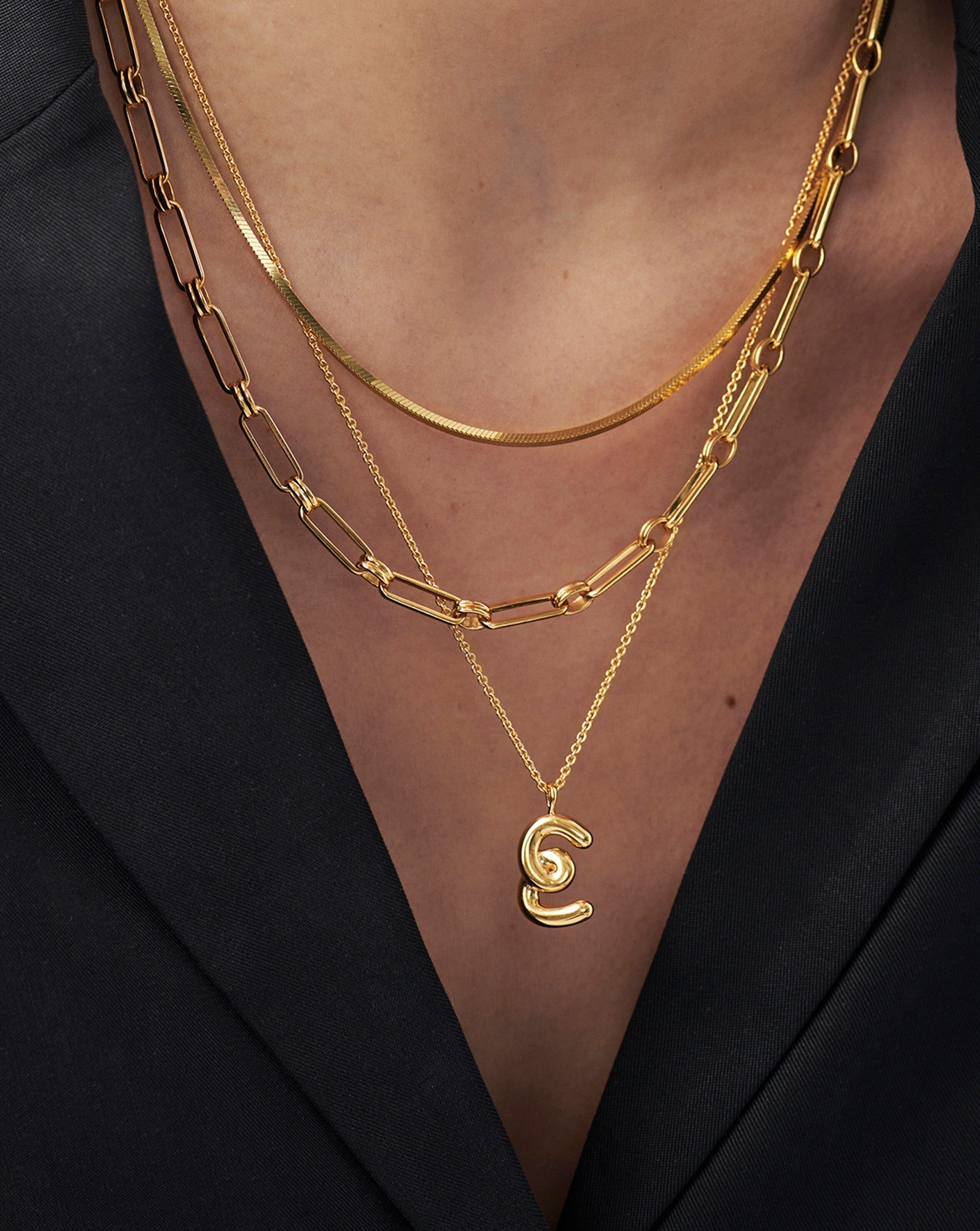 Personalized Curly Molten Initial Pendant Necklace - 18K Gold Vermeil Custom Name Jewelry for Women | Elegant Gift for Birthday, Anniversary & Valentine's Day | Perfect for Layering & Everyday Wear