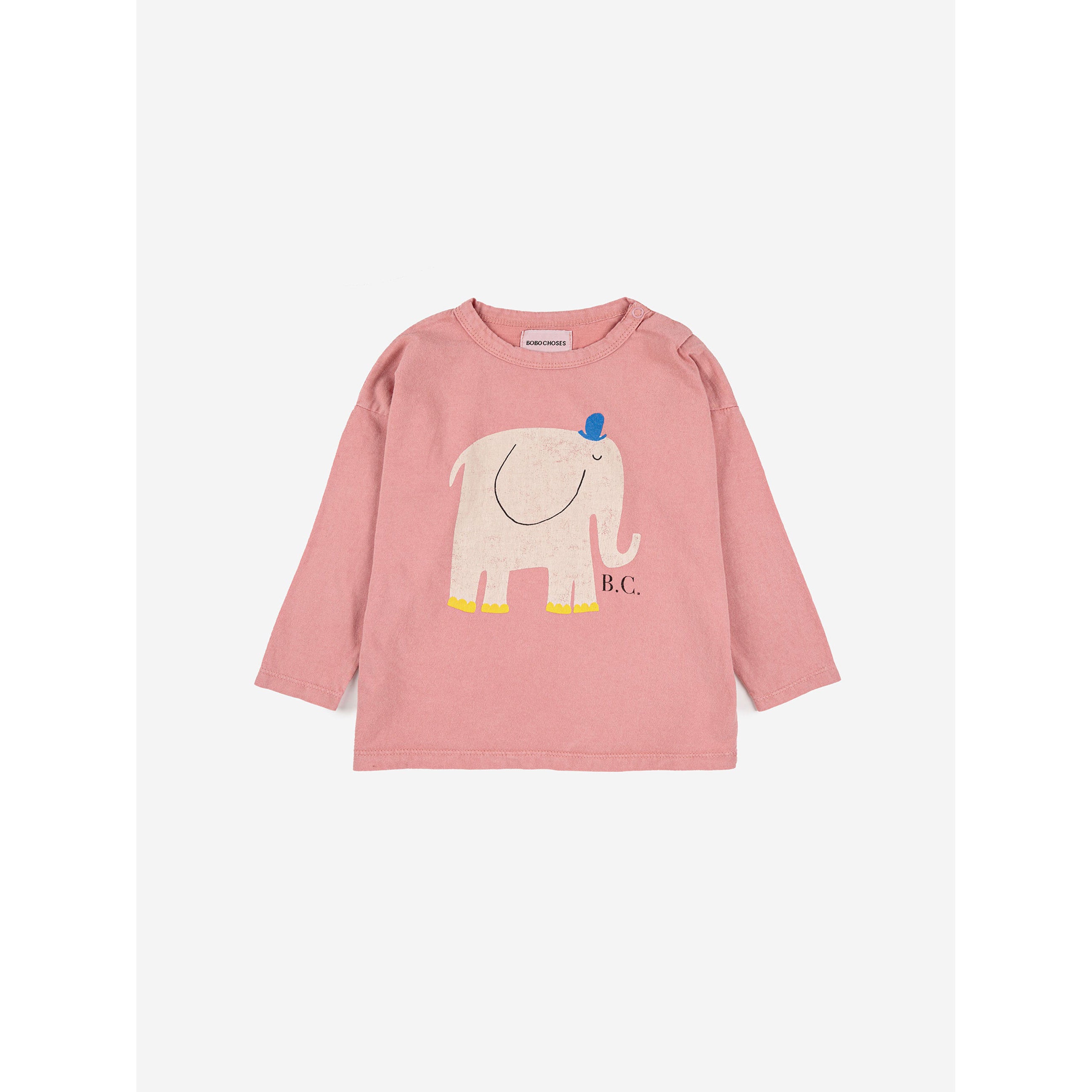 Bobo Choses Baby Elephant Long Sleeve Cotton T-Shirt - Soft & Comfortable Toddler Top for Playdates & Everyday Wear