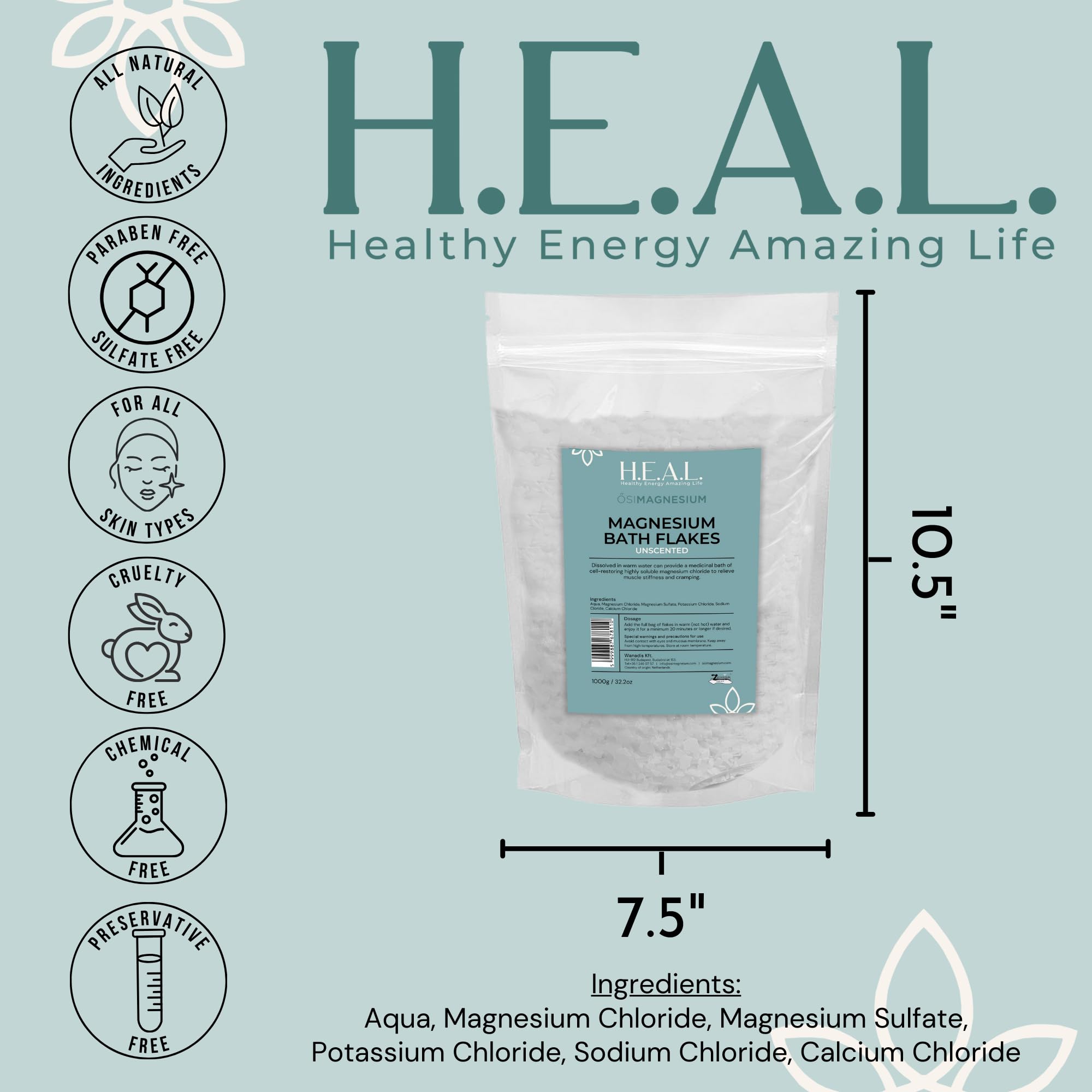 Premium Bath Flakes - 1kg (2.2 lbs) Relaxing Epsom Salt Crystals for Spa, Muscle Relief & Detox | Ideal for Home Bath, Gift Sets & Self-Care Routine