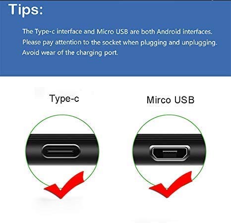 Premium 2-in-1 USB Type C & Micro USB Charging Cable for Samsung Galaxy Tab A/E/S/S2/S3/S4 (7.0