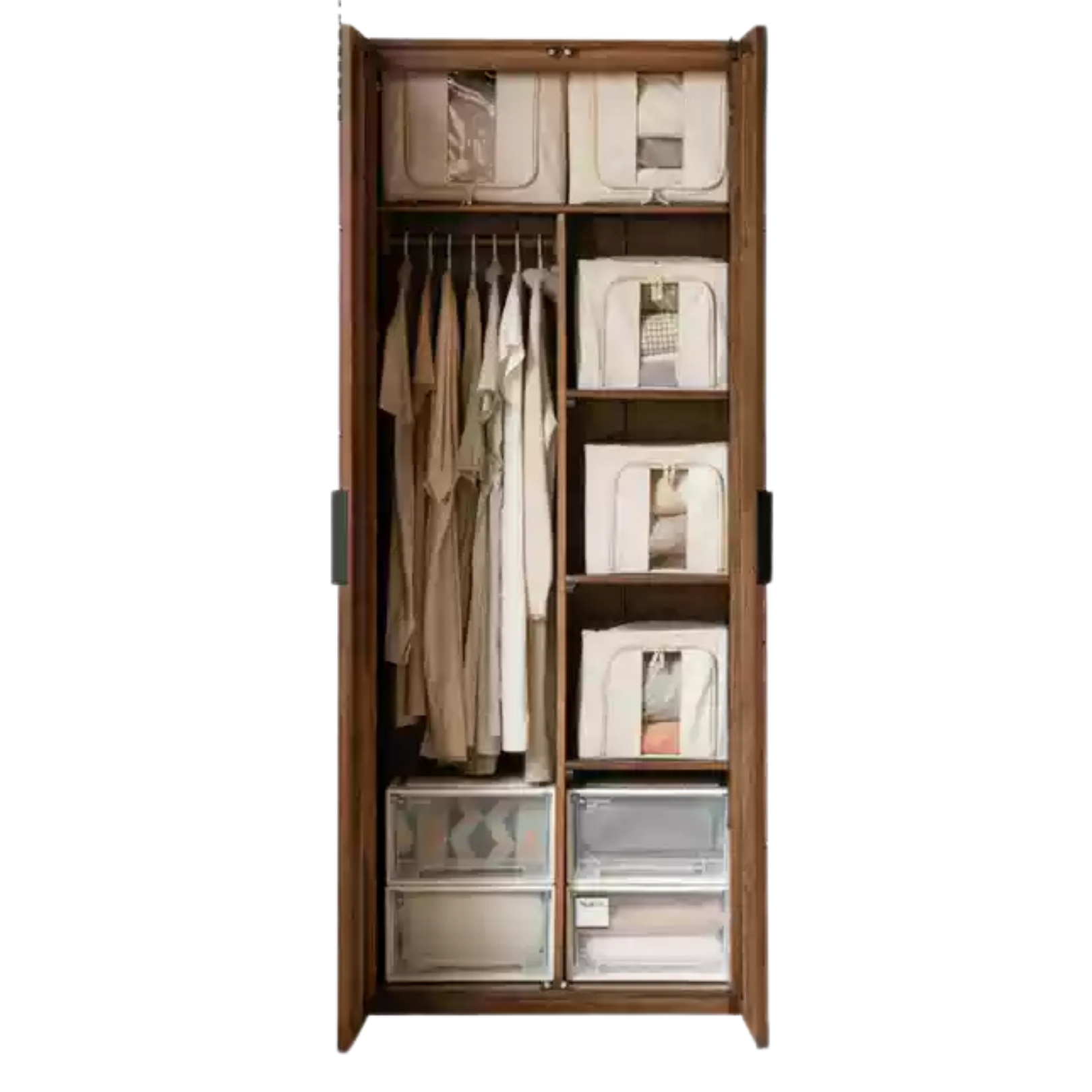 35.4x23.5x86.6 inch / 90x59.8x220сm / Rich Dark Walnut color / double door (solid wood) wardrobe type E