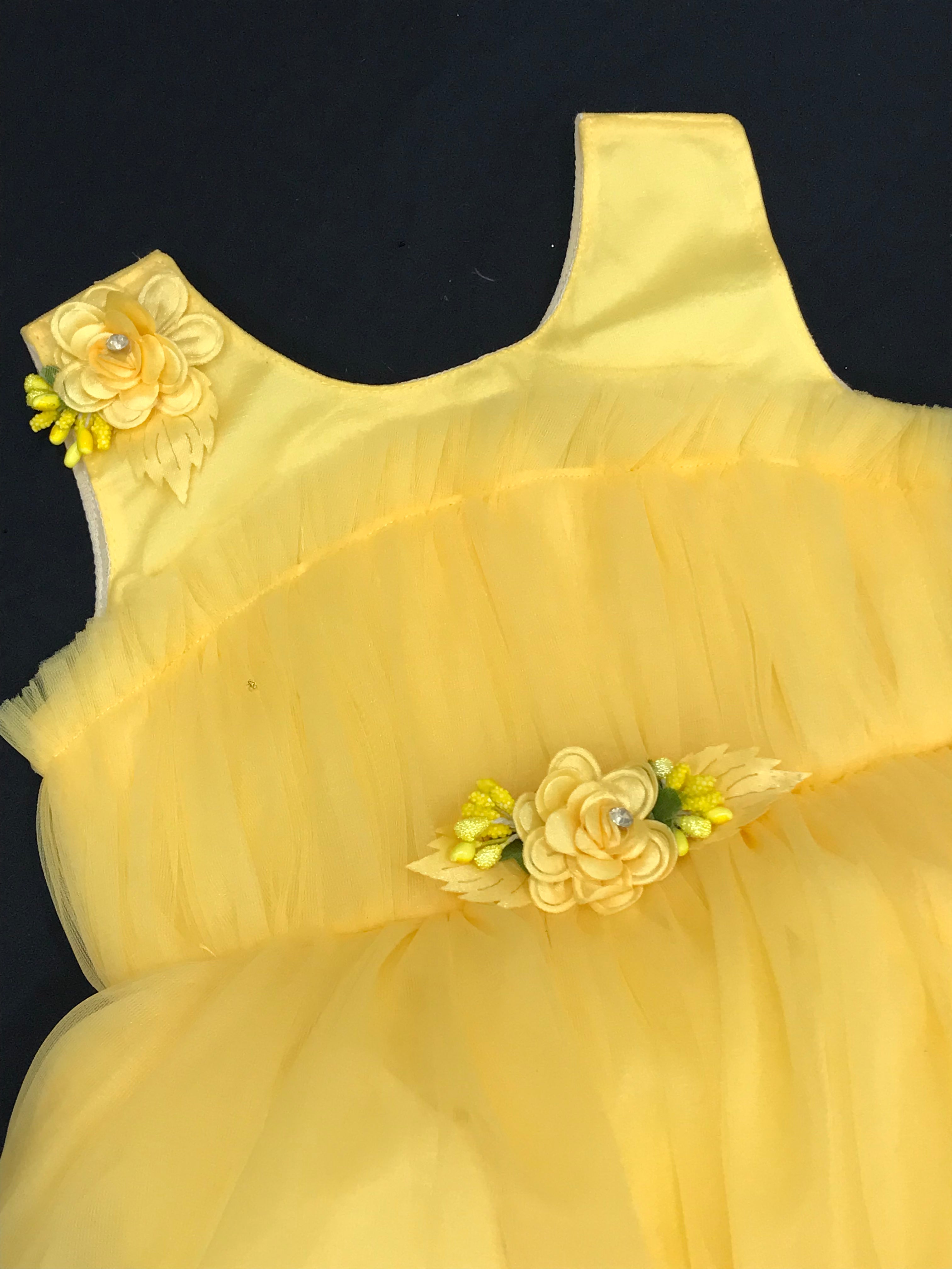 Stylish Yellow Net Frock for Kids - Perfect for Birthday Parties, Special Occasions & Photo Shoots