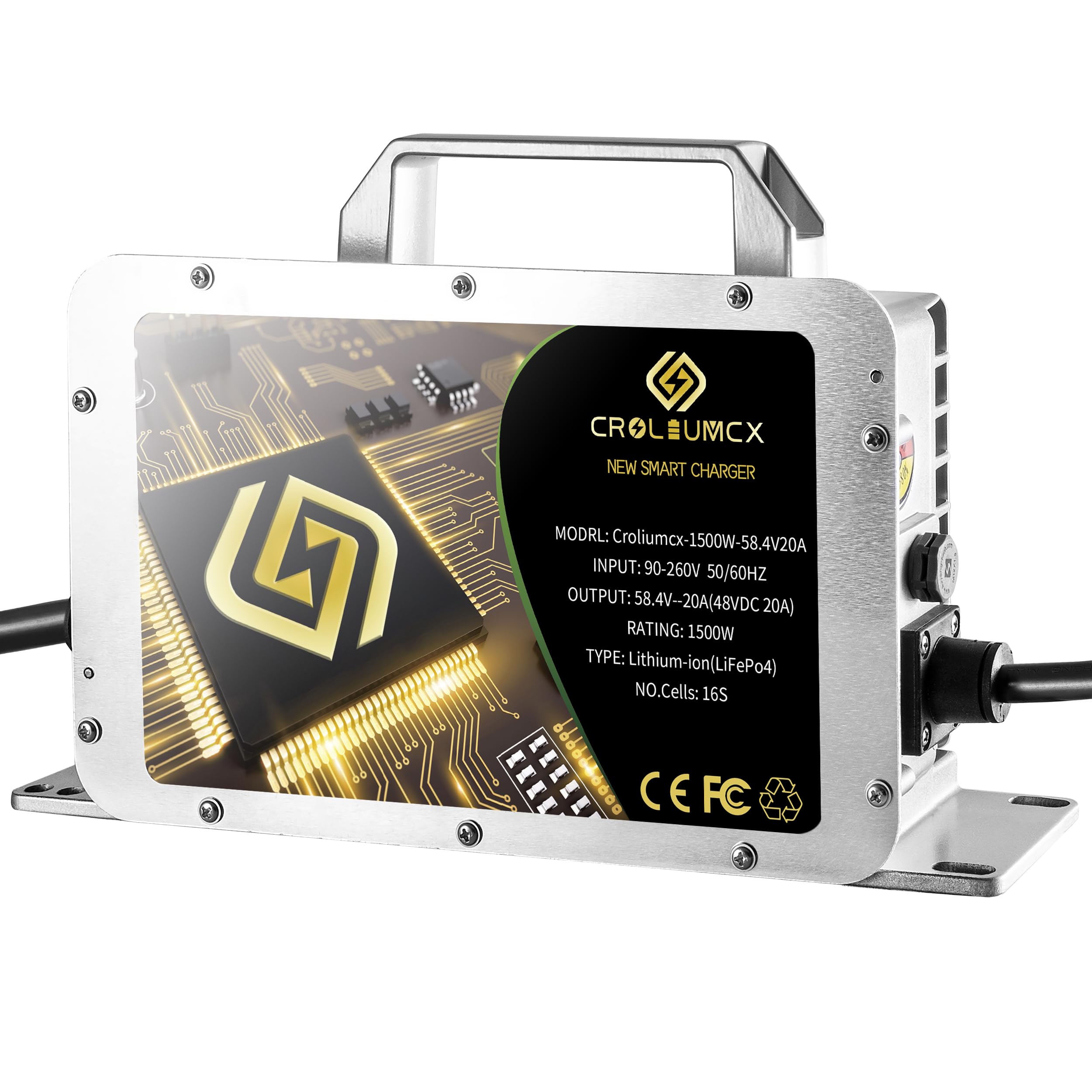 58.4V 20A LiFePO4 Golf Cart Battery Charger with 3-Pin Triangular Plug - Compatible with EZGO TXT/RXV 48V & 58.4V Golf Carts - Fast Charging for Extended Play & Tournament Use