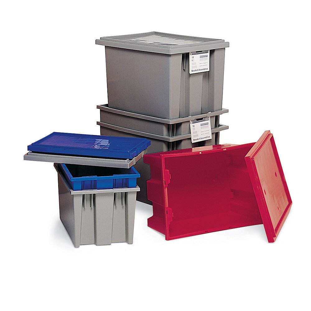 6-Pack Gray SNT200 Stackable & Nestable Shipping Container Lids - Durable & Secure for Storage & Transport