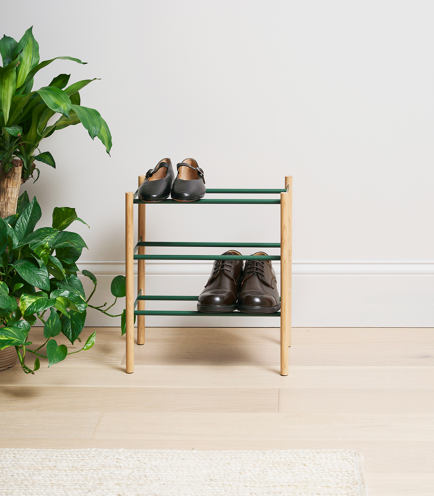 Expandable Shoe Rack - 18 Inch Height, Heavy Duty Steel Shoe Organizer for Closet, Entryway & Bedroom Storage - Space Saving Shoe Shelf for Sneakers, Boots & Sandals