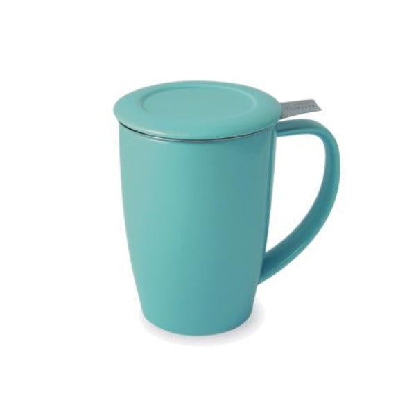 FORLIFE Curve Tall Tea Mug with Infuser and Lid - Perfect for Loose Leaf Tea Brewing at Home or Office