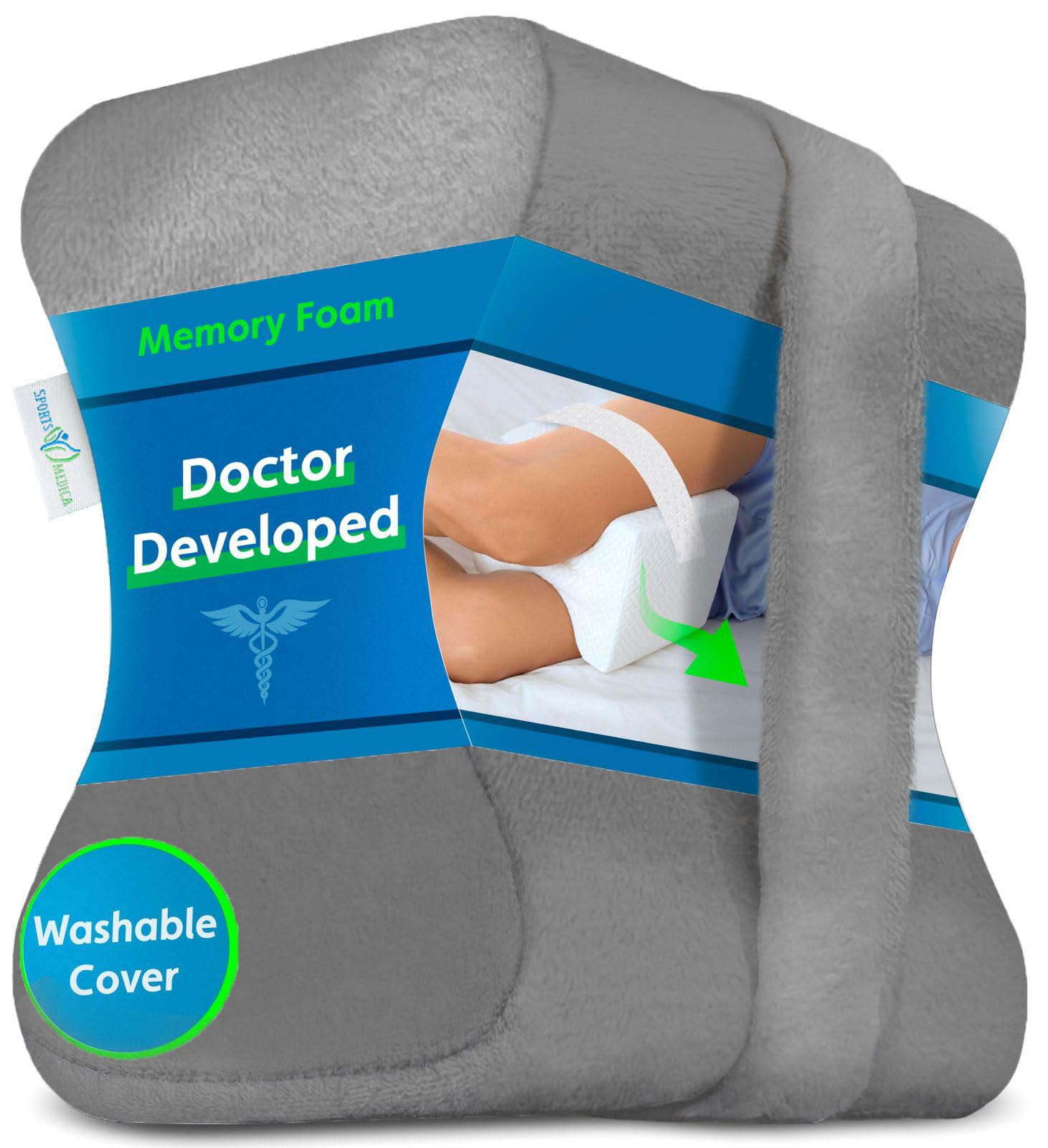 Doctor Developed Memory Foam Knee Pillow for Side Sleepers - Orthopedic Leg & Hip Support Pillow with Adjustable Strap for Sciatica, Back Pain Relief & Spine Alignment - Ideal for Night Sleep, Pregnancy Comfort & Post-Surgery Recovery