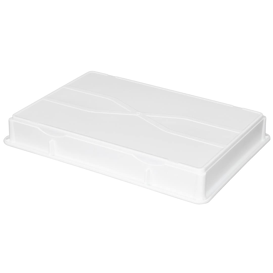 26 x 18 x 3 Inch White Plastic Proofing Box - Stackable Pizza Dough Riser with Lid (Sold Separately), Dishwasher Safe & Durable for Home Bakeries, Restaurants & Commercial Kitchens - Perfect for Bread, Pastry & Pizza Dough Proofing