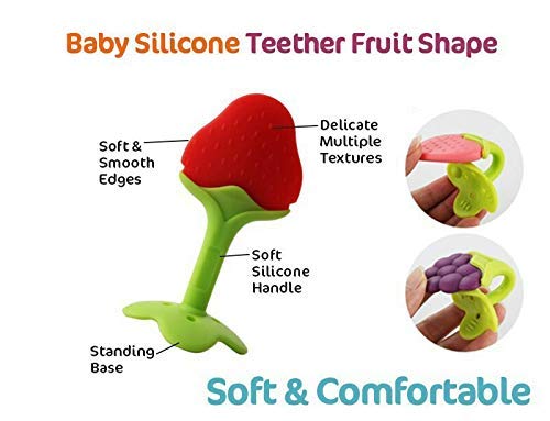 Organic Silicone Baby Teether for 6-12 Months | BPA-Free Teething Toy for Infants 3+ Months | Soothing Gum Relief | Multi-Color Set of 4 | Perfect for Home, Travel & Daycare Use