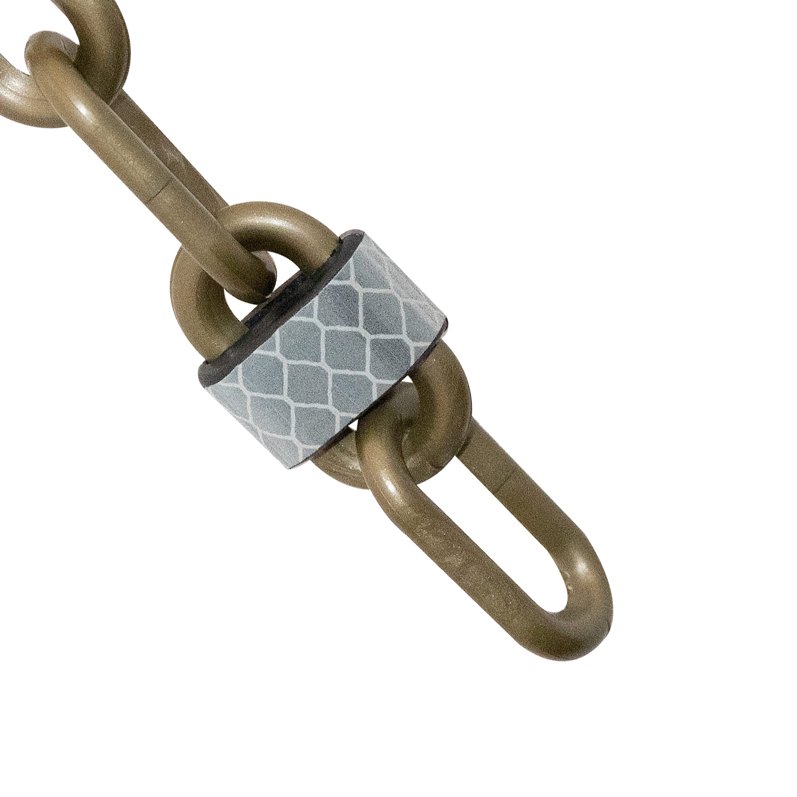 Mr. Chain Reflective Plastic Barrier Chain - 2-Inch Link Diameter, 100-Foot Length, Khaki Gold (52007-100) - Ideal for Crowd Control, Safety Barriers, and Event Management