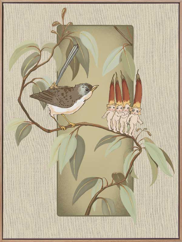 Native Fuchsia Babies Olive Green Canvas Art Print - Beautiful Wall Decor for Nursery, Bedroom & Living Room