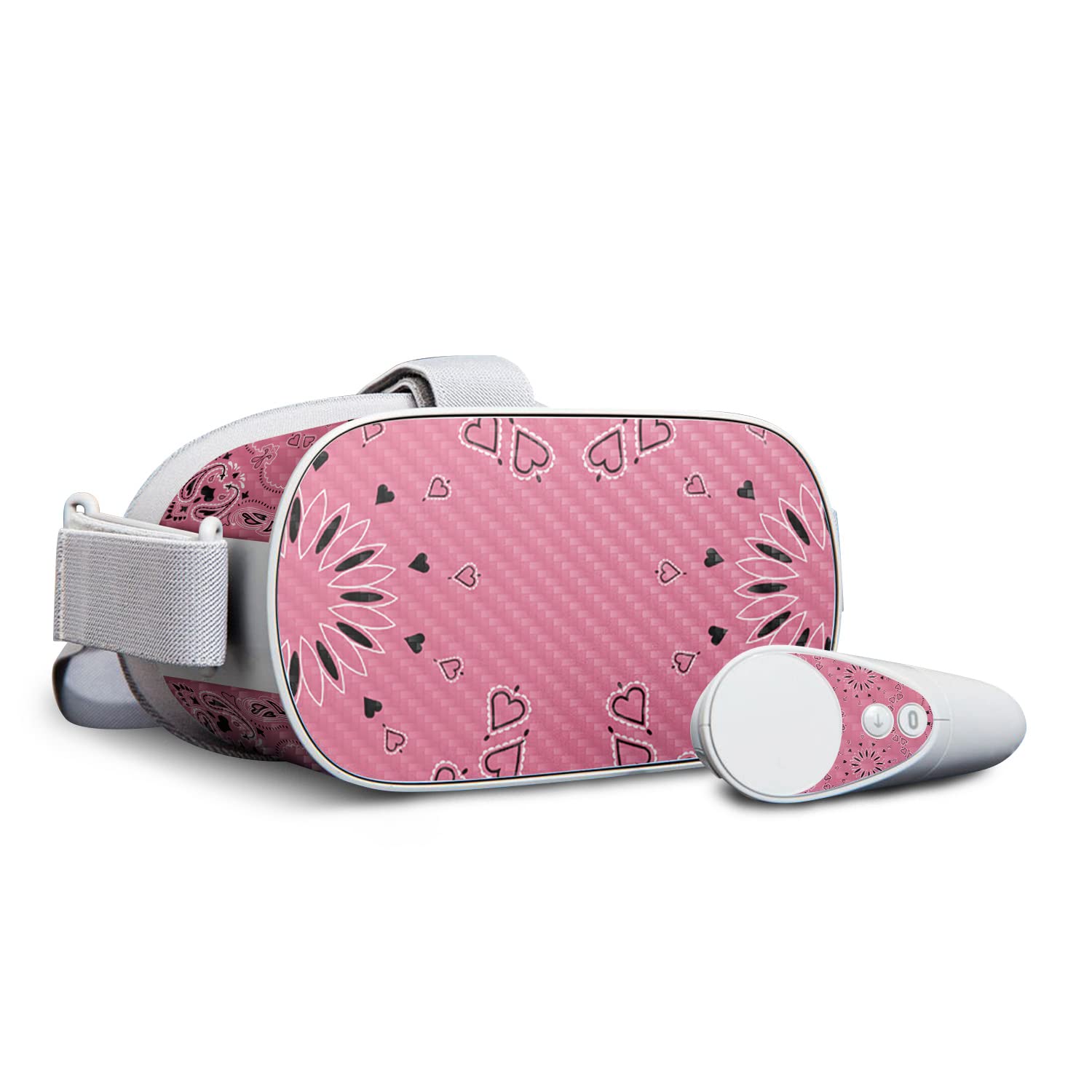 MightySkins Pink Bandana Carbon Fiber Skin for Oculus Go - Protective Durable Textured Cover | Easy to Apply & Remove | Made in USA | Perfect for Gaming, VR Protection & Style Customization