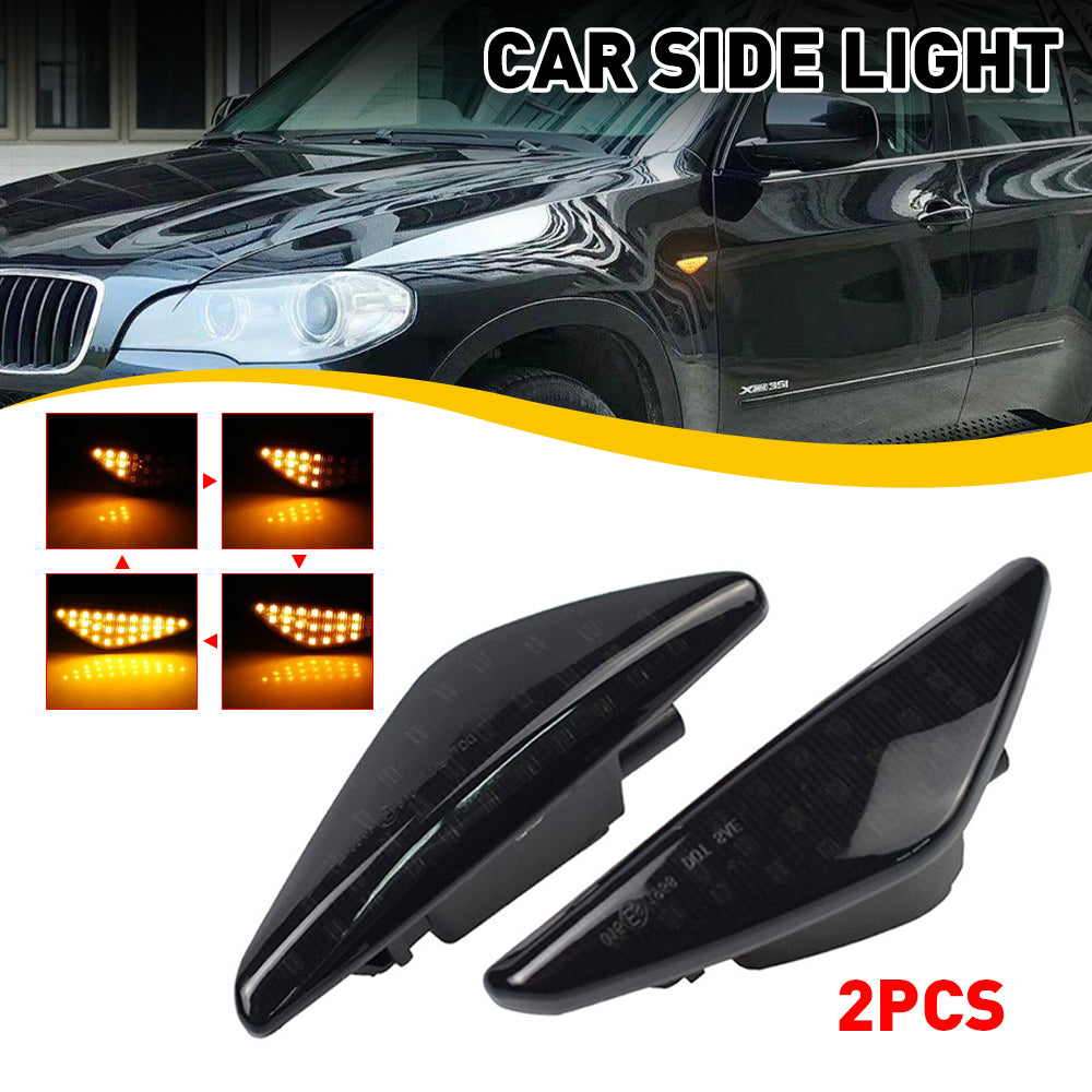 2007-2014 BMW X5 X3 X6 Dynamic Amber LED Smoke Side Marker Turn Signal Lights - 2Pcs - Upgrade Your Car's Style & Safety for Night Driving