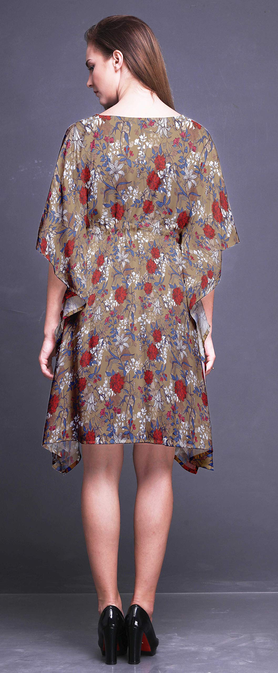 Bimba Women's Short Caftan Midi Dress - Beach Cover Up Swimwear Kaftan for Summer Vacation & Poolside Lounging