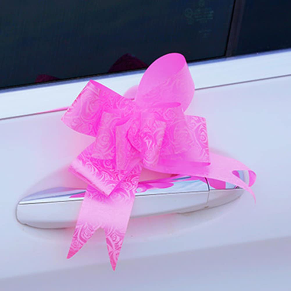 Wedding Car Flower Decoration - Artificial Rose & Large Bow Bridal Car Decor for Wedding Ceremonies, Pink, Perfect for Bridal Car Arrivals and Wedding Processions