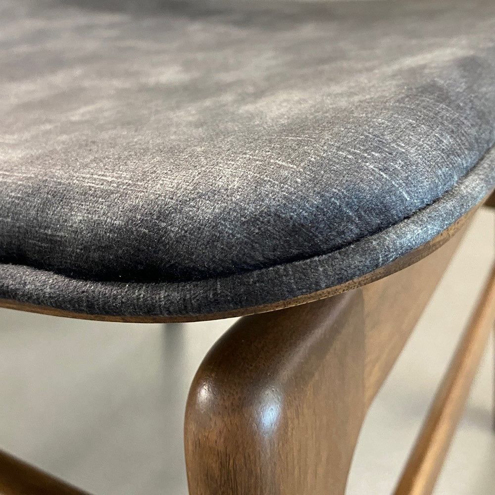 HEATH Modern Dining Chair - Walnut & Charcoal Fabric Upholstered - Perfect for Kitchen, Dining Room and Home Office Seating