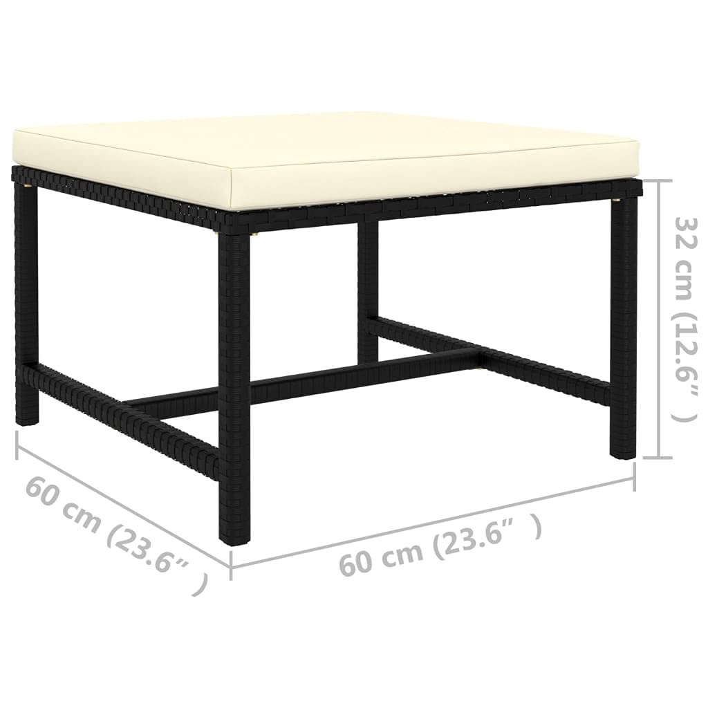 Modern Weatherproof Poly Rattan Outdoor Furniture Set with Cushion - Lightweight Wicker Patio Sectional Footrest for Garden, Backyard, Porch, Balcony, Lawn & Poolside - Perfect for Relaxing, Sunbathing and Outdoor Entertaining (Black)