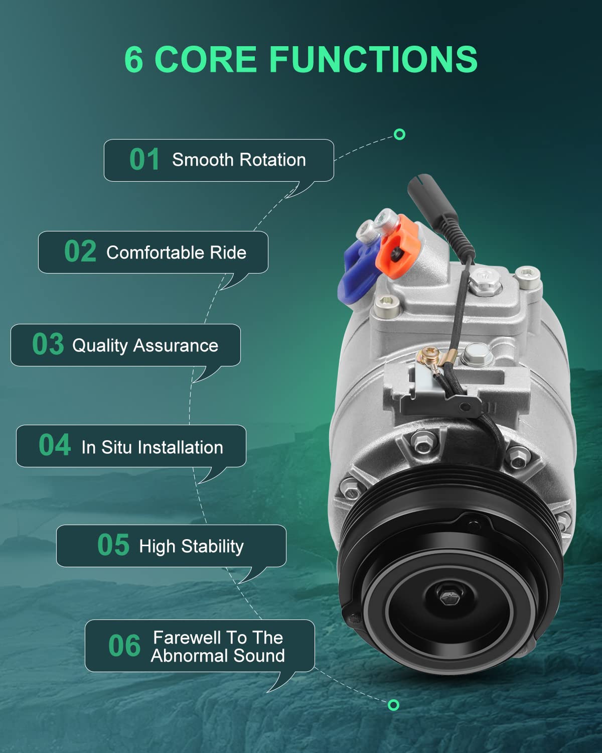 SCITOO AC Compressor Replacement for 2002-2006 BMW X5 3.0L - CO 10837C Air Conditioning Compressor - Perfect for Summer Cooling & Auto AC Repair
