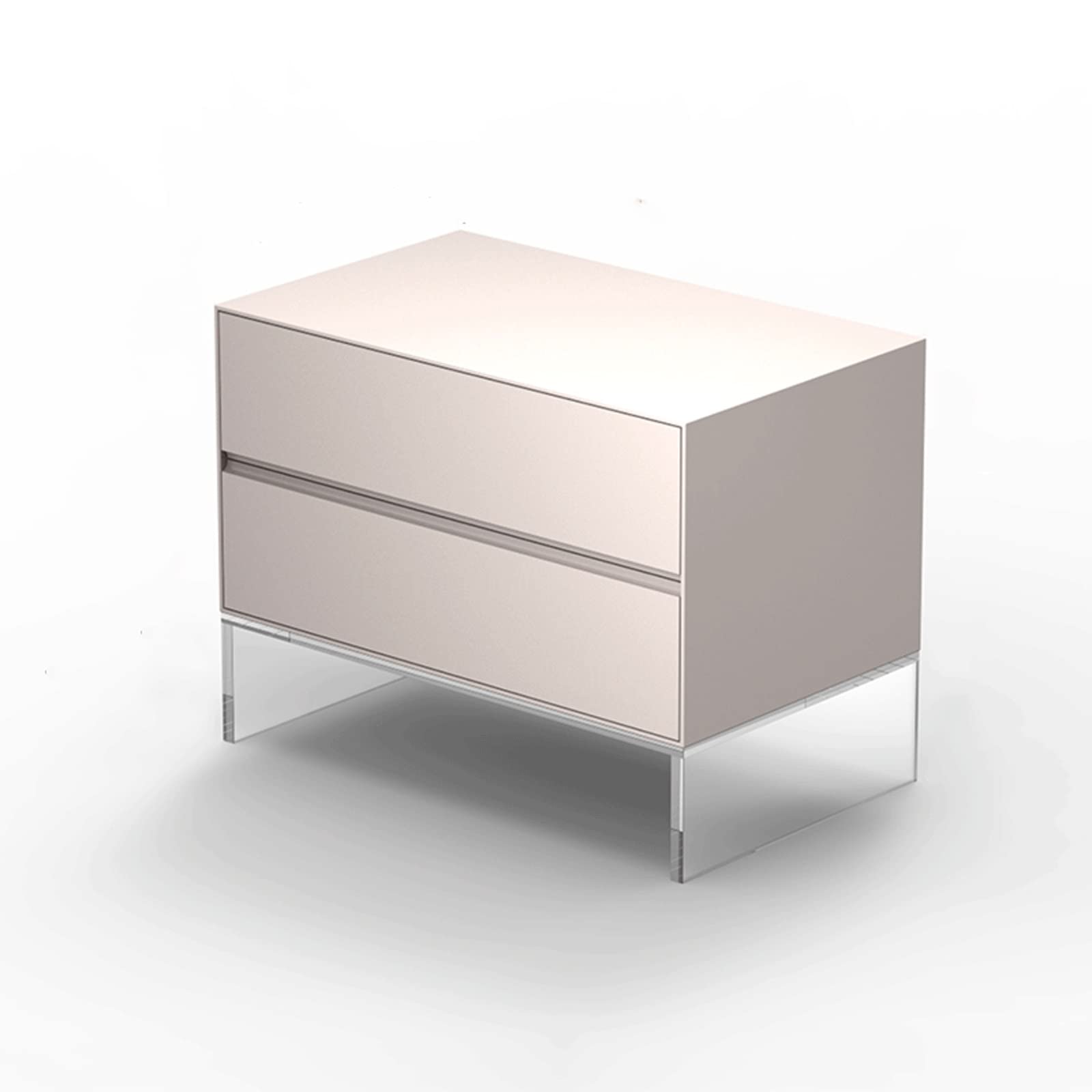 Modern White & Apricot Nightstand with Double Drawers - Square Bedside Table for Bedroom, Study & TV Storage - Compact Storage Cabinet for Small Spaces - Perfect for Apartment Living & Guest Rooms