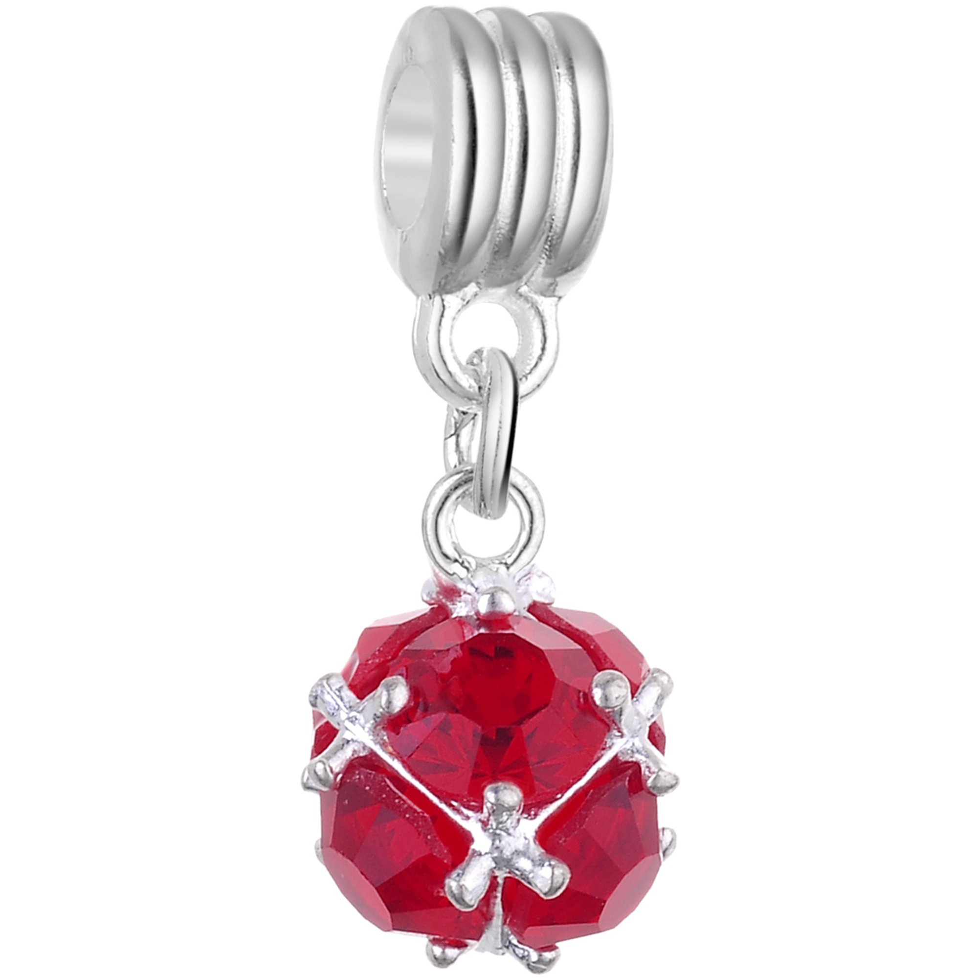 10pcs RUBYCA Red Crystal Ball Dangle Silver Charms Pendant Beads for Jewelry Making - Light Siam Red Crafting Supplies | DIY Necklace, Bracelet & Earring Accessories