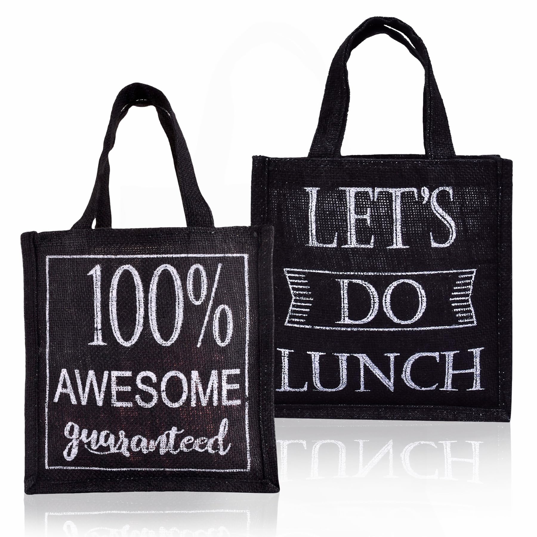 Kuber Industries Reusable Jute Lunch Bag with Handle - Eco-Friendly Office Lunch Tote for Women & Men - Small Size, Pack of 2 (Multi-Color) - Perfect for Work, School & Picnics