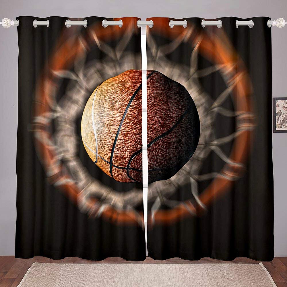 Basketball Themed Window Curtains with Grommets - 2 Panels 84