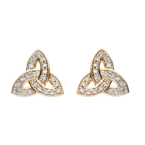 14K Gold & Diamond Trinity Knot Stud Earrings for Women - Elegant Celtic Jewelry for Weddings, Anniversaries & Special Occasions