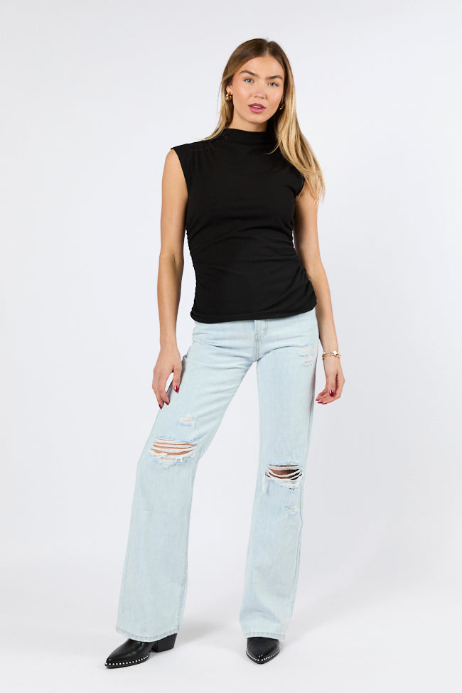 Karter Light Wash Wide Leg Distressed 90's Flare Jeans for Women | Vintage High Waisted Denim Pants | Casual & Retro Outfit for Streetwear, Party, and Everyday Fashion