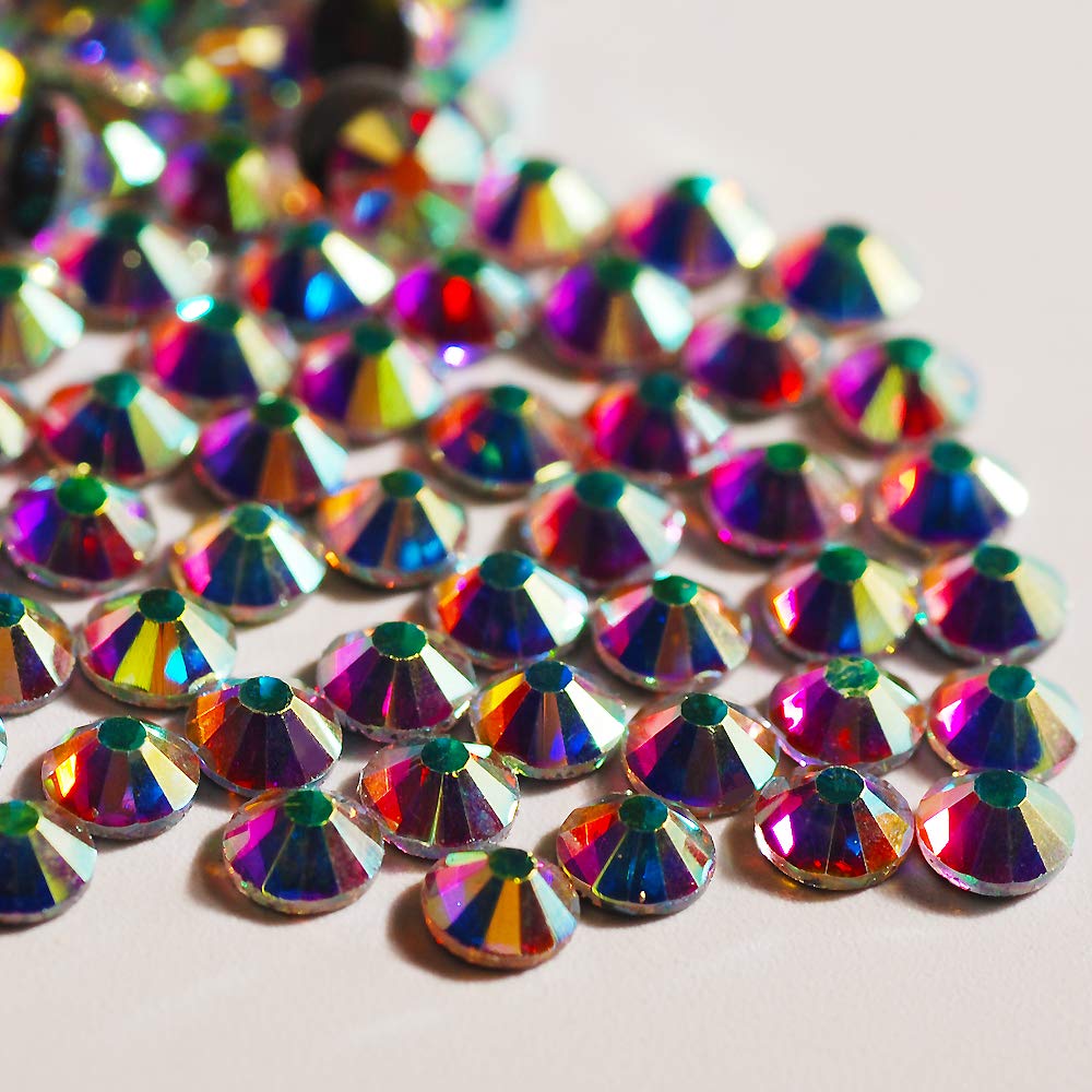 Premium Hotfix Rhinestones - Round Flatback Glass Gems for DIY Wedding Dresses & Costumes (AB, SS12) - Perfect for Bridal Gowns, Prom Dresses, and Craft Projects