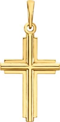 14K Yellow Gold Religious Faith Cross Pendant Necklace for Women - Elegant Spiritual Jewelry Gift for Baptism, Confirmation & Daily Wear
