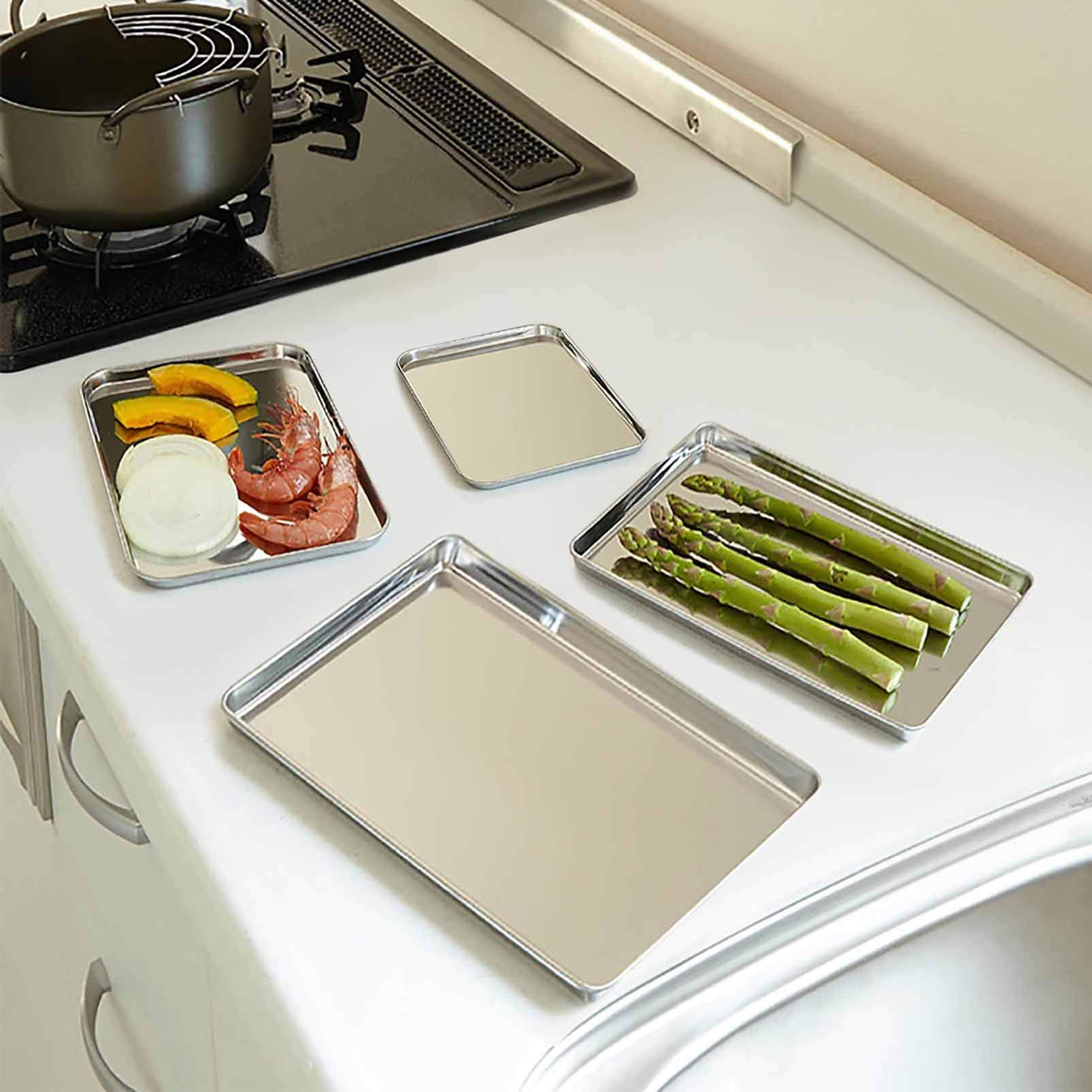 TeamFar 4-Piece Stainless Steel Baking Sheet Set - Non-Toxic, Rust-Free Cookie Pan & Baking Tray | Dishwasher Safe & Easy Clean | Perfect for Cookies, Roasting Veggies & Sheet Pan Dinners