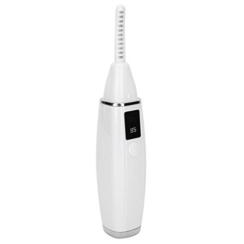 Electric Heated Eyelash Curler with LED Digital Display - Mini Professional Lash Curling Tool for Salon & Home Makeup | Perfect for Travel, Bridal & Daily Beauty Routine (White)
